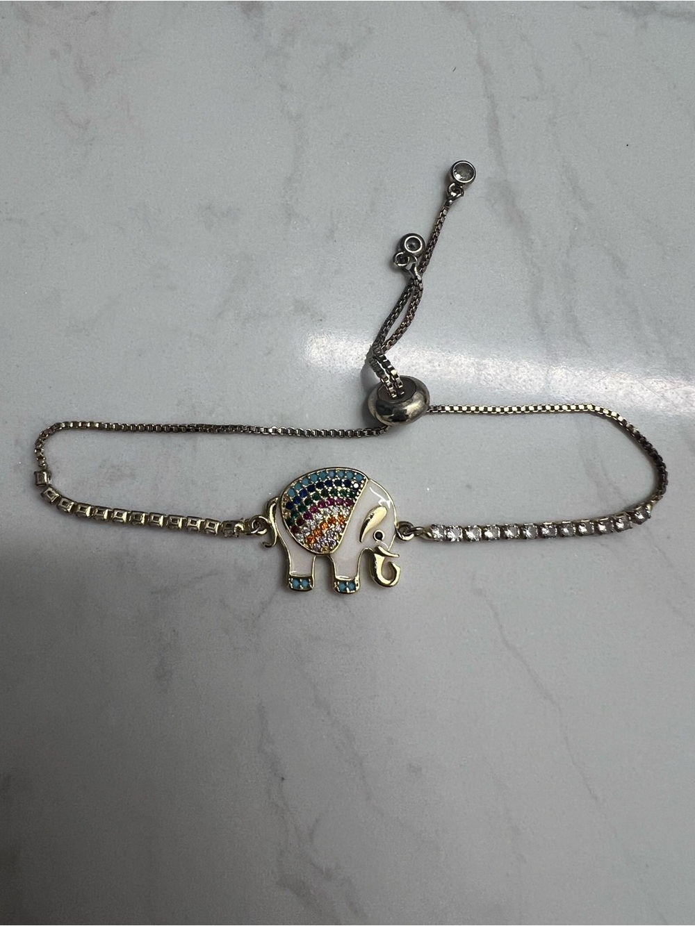 Gold Plated Elephant Slider Bracelet